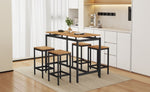 ZUN TREXM 5-Piece Compact Bar Table Set with Table and Stools - Modern Industrial Design, Space-Saving N715P173160D