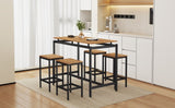 ZUN TREXM 5-Piece Compact Bar Table Set with Table and Stools - Modern Industrial Design, Space-Saving N715P173160D