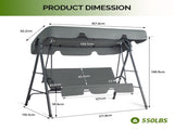 68*43*60 inch Dark Gray KD Style with Cushion Canopy Iron Oxford Fabric 250kg Iron Swing Set 60667532