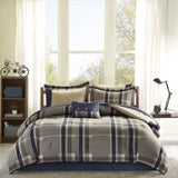 Twin XL Plaid Comforter Set with Bed Sheets B03595827