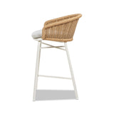 Santorini 28" Wicker Back Outdoor Bar Stool, Set of 2, Wheat Beige Axroma Olefin B2719P308009