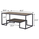 ZUN Rustic Oak and Black Coffee Table with Shelf B062P181419