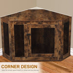 ZUN HOBBYZOO Furniture Corner Dog Crate, Lockable Doors, Dog Kennel with Wood and Mesh, Dog Crate for 49043869