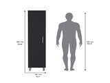 Storage Cabinet 71"H with 5-Tier Shelf, 3 Broom Hangers and Metal hardware, Black B097P221373