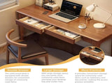 Solid Wood Desk with Drawers, Standing Desk with Smooth Edges, Home Office Desk for Small Spaces, W3204P383053