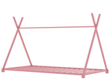 Metal Twin Size House Platform Bed with Triangle Structure, Pink WF307193AAH