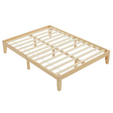 Basic bed frame, painted surface, pine wood, original wood color, Queen 202*151*30.5cm wooden bed, 72550881