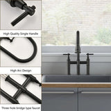 Double Handle Bridge Kitchen Faucet With Pull-Down Spray Head W122565381