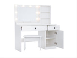 Vanity Desk with Lights, Vanity Set with Mirror, Makeup Vanity Desk with Large Drawers & Three Level W2139P194436