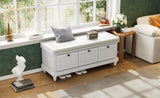 ZUN TREXM Classic Storage Bench with Cushioned Seat and Three Drawers for Entryway and Living Room N715P207812E