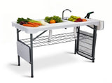 42.5" Fish Cleaning Table with Dual Sink, Portable Folding Camping Table with Foldable Extension 38077895