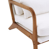 ZUN Oak Armrest Oak Upholstered Teddy Velvet Single Lounge Chair Indoor Lounge Chair Off-White 86558751