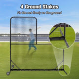 L-Shaped Baseball Net for Batting Cages, Baseball Pitching Net with Wheels - 84''H x 84''W, with 14458795