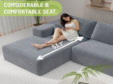 Modular Corduroy Sectional Sofa with Chaise Lounge, All-Foam Deep Seat Couch, Soft Wide-Wale 36871977