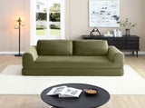 2-in-1 Folding Convertible Sofa Bed, Modern Corduroy Sleeper Couch with 2*pillows, Futon Modular W1117P417299