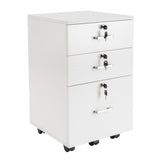 ZUN FCH White Wood Grain Density Board Three Drawers Wooden Filing Cabinet 46332737