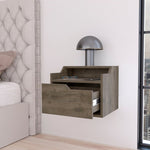 ZUN Nolan Dark Brown Dual-Shelf Display Floating Nightstand B062P175146