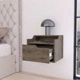 ZUN Dark Brown Dual-Shelf Display Floating Nightstand B062P175146