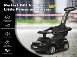 3-in-1 Kids Ride On Push Car for 12-36 Months Removable Handle Anti-Roll Board Horn Music Black 97867982