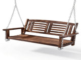 Outvita Wooden Porch Swing, Outdoor Patio Swing, 44" Swing Bench with Hanging Chains and Reclined 21631313