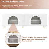 Contemporary TV Stand with Adjustable Shelves for TVs Up to 78'', Stylish Media Console with Gold 42216747