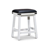 24" Counter Stool, Antique White Finish, Black Leather Seat B04660622