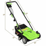 13" Electric Lawn Dethatcher w/ Collection Bag and Removable Blades -Green 13936197