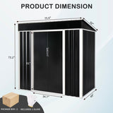 ZUN 6 x 4 FT Outdoor Storage Shed, Metal Garden Storage House with Slanted Roof & Double Sliding Doors 72279813