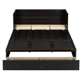 Queen Size Murphy Bed with USB Port and a Large Drawer, Espresso N708P205905P