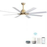 ZUN 66 Inch Low Profile ABS Ceiling Fan with Dimmable Lights and Smart Remote Control 6 Speed Reversible W934P152241