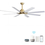 ZUN 66 Inch Modern Ceiling Fan With Dimmable Led Light 8 ABS Blades Remote Control Reversible DC Motor W882P147244