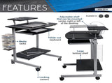 Compact Computer Cart With Storage, Espresso 36352791