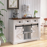 ZUN Farmhouse Buffet Cabinet with Storage and Sliding Door,Sideboard with 3 Drawers, 2 Doors Adjustable W760P214394