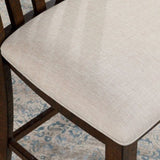 Set of 2pcs Counter Height Chair Dining Room Furniture Rustic Oak / Beige Fabric Cushion w/ Welt B011111839