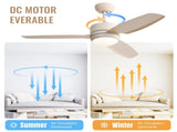 46 Inch Ceiling Fan with Lights 3 ABS Blades 6-speed DC Motor Remote Control for Living Room W934P211003