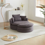 52' Swivel Accent Barrel Modern Grey Sofa Lounge Club Big Round Chair with Storage Ottoman chenille W834P150046