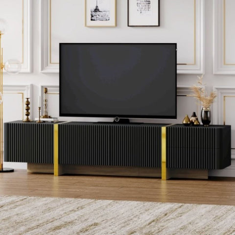 ZUN ON-TREND Luxury Fluted TV Stand for TVs Up to 80'', Modern Entertainment Center with Storage WF531671AAB