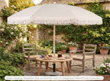 6ft Boho Patio with Tassels, Beech Wood Pole & Fiberglass Ribs, Push-Button Tilt Outdoor 13320436