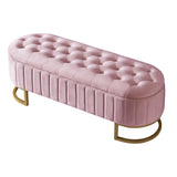 Elegant Upholstered Velvet Storage Ottoman with Button-Tufted,Storage Bench with Metal Legs for N733P208522H