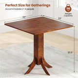 Walnut Square Dining Table with Pedestal Base and Rubber Wood Frame 43547531