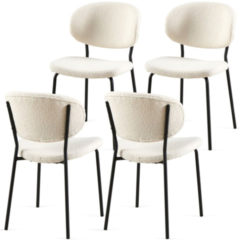 ZUN Beige Boucle Fabric Dining Chairs Set of 4, Mid-Century Modern Dining Kitchen Dining Room W1164P195038