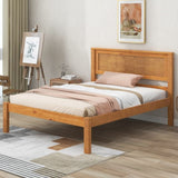 Platform Bed Frame with Headboard , Wood Slat Support , No Box Spring Needed ,Twin,Oak WF212811AAN