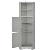 ZUN Tall Bathroom Corner Cabinet, Freestanding Storage Cabinet with Doors and Adjustable Shelves, MDF WF293800AAG