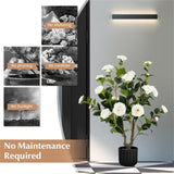 2 PCS 38 Inch Artificial Camellia Tree Faux Flower Plant in Cement White 79691312