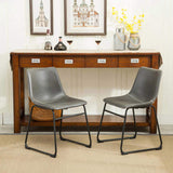 Lotusville Vintage PU Leather Dining Chairs, Set of 2, Antique Grey T2574P164554