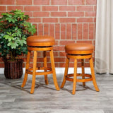 ZUN 30" Bar Stool, Natural Finish, Saddle Leather Seat B04660651