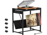 2-Tier End Table Record Player Stand with Charging Station and Vinyl Storage Shelf, Black 62250193
