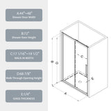 44"-48"W x 72"H sliding shower door, sliding door, with 1/4" tempered glass and Matted Black finish W2122P196344