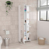 Urano Mirror Linen Cabinet, Four Interior Shelves, Five External Shelves -White B20091993