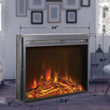 ZUN 23 inch electric fireplace insert, cost-effective heater with log set & realistic flame, overheating W1769P172914